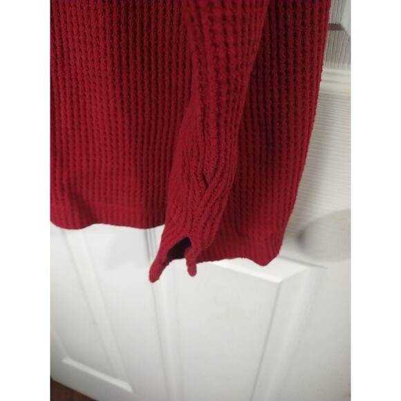 Old Navy Woman L Sweater Turtleneck Red Waffle Knit Pullover Casual Cabin Core - Picture 6 of 8